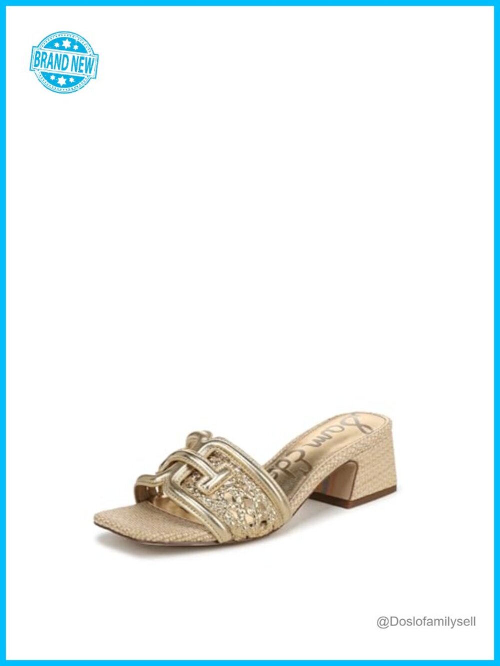 Woven Leather Slide Sandals with Block Heel and Slip-On Design